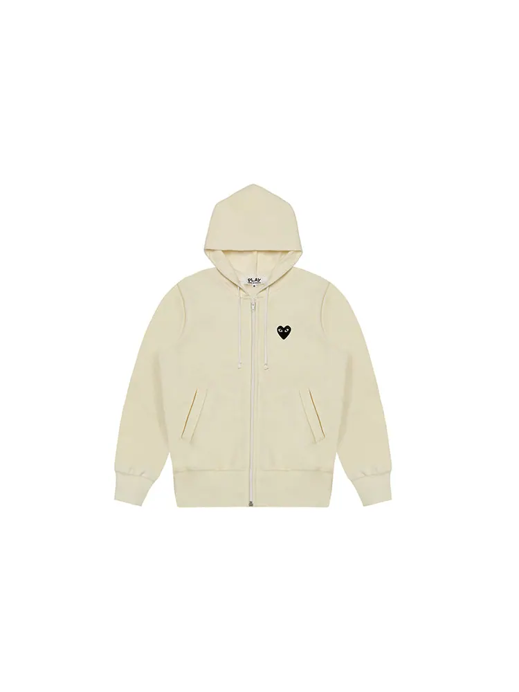 Куртка (WMNS) COMME des GARCONS PLAY Zip Hoodie Big Black Heart 'Beige' — изображение 2 из 7, бежевый