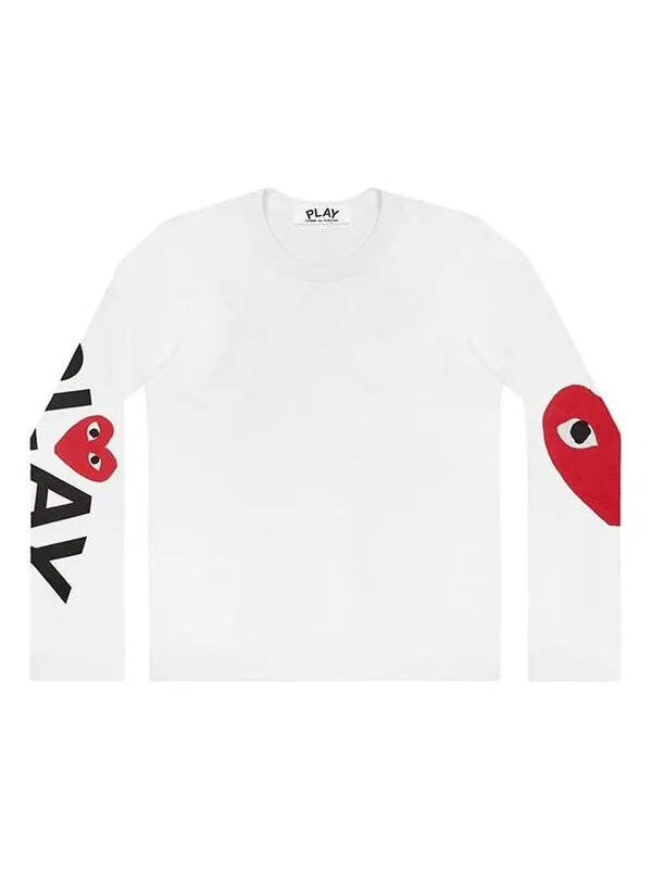 Футболка CDG Play Sleeve Logo Round Neck Long Sleeves White — белый