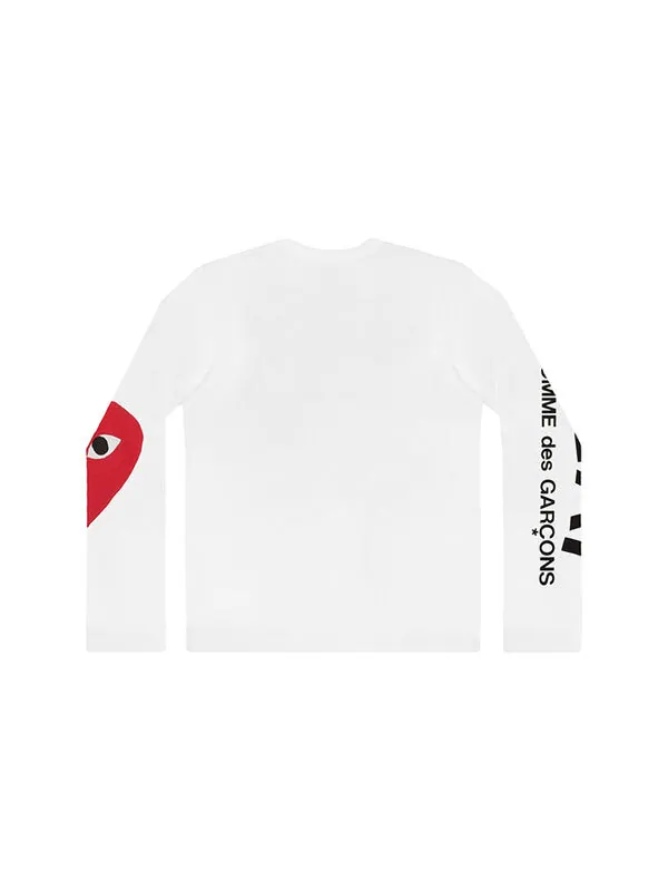 Футболка CDG Play Sleeve Logo Round Neck Long Sleeves White — изображение 2 из 4, белый