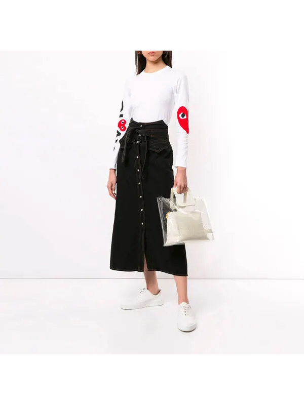 Футболка CDG Play Sleeve Logo Round Neck Long Sleeves White — изображение 3 из 4, белый