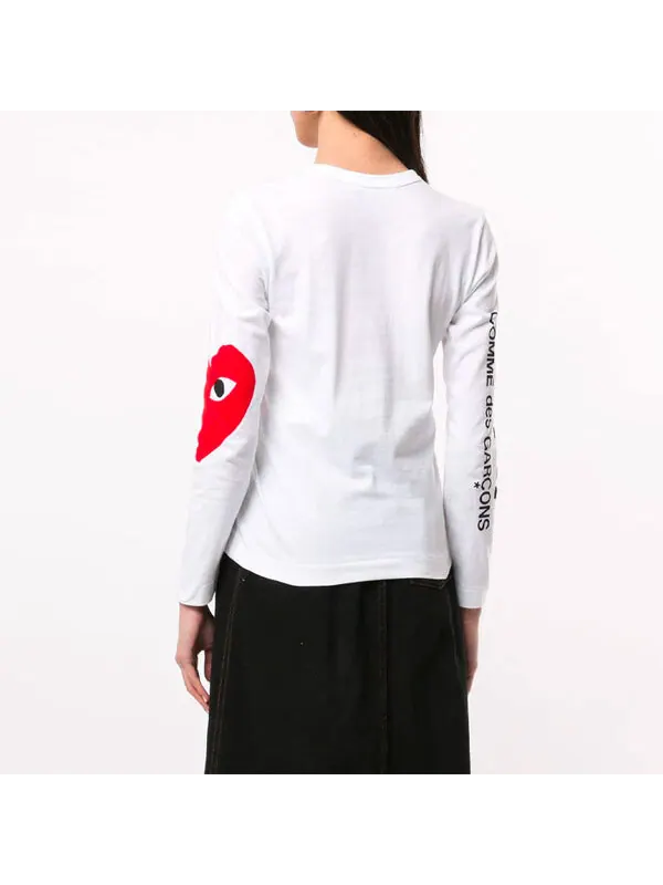 Футболка CDG Play Sleeve Logo Round Neck Long Sleeves White — изображение 4 из 4, белый