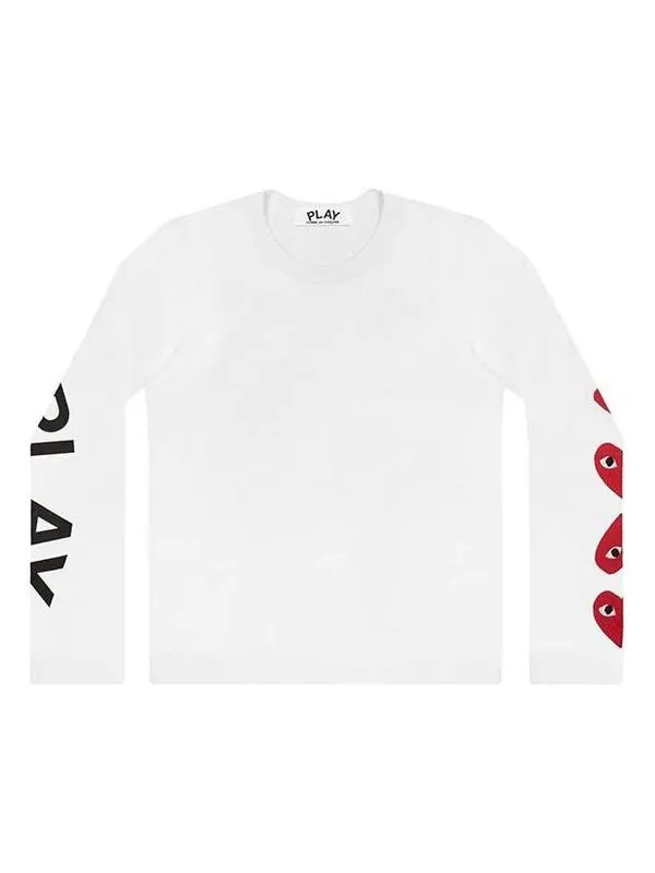 Футболка long sleeve printed logos t-shirt 61 'white' Comme Des Garcons Play — изображение 1 из 2, белый
