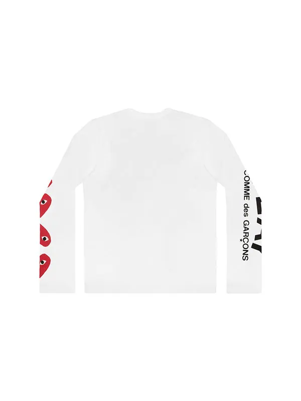 Футболка long sleeve printed logos t-shirt 61 'white' Comme Des Garcons Play — изображение 2 из 2, белый