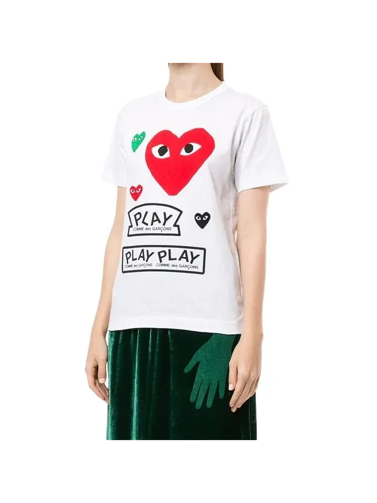 Красная футболка с коротким рукавом и логотипом COMME des GARCONS PLAY FW25 — изображение 2 из 4, белый