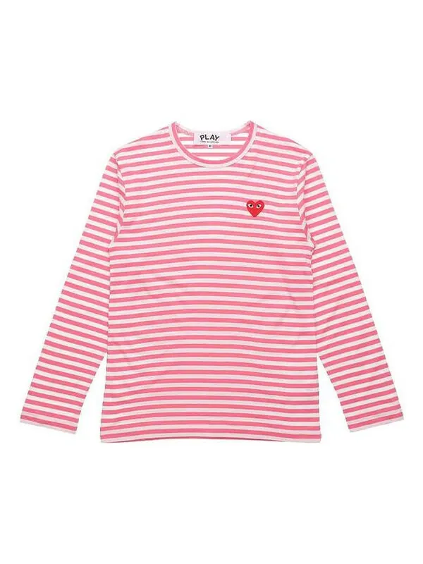 Футболка kawakubo rei stripe love long sleeves pink Comme Des Garcons Play — изображение 1 из 2, розовый