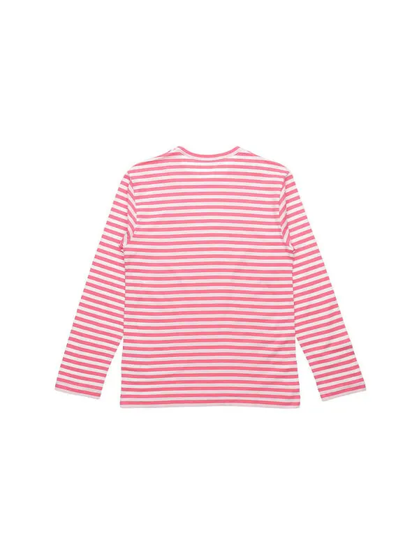 Футболка kawakubo rei stripe love long sleeves pink Comme Des Garcons Play — изображение 2 из 2, розовый