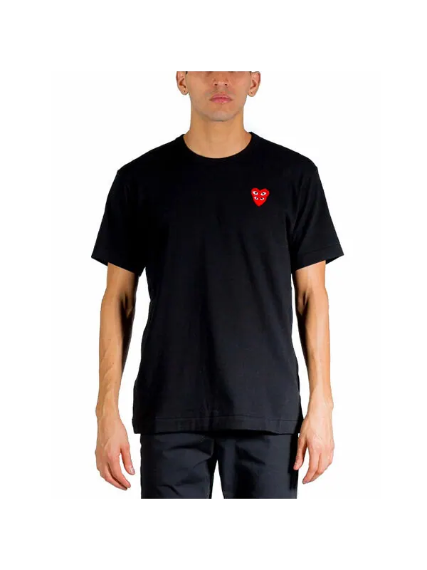 Футболка basic t-shirt red family heart 'black' Comme Des Garcons Play — изображение 3 из 4, черный