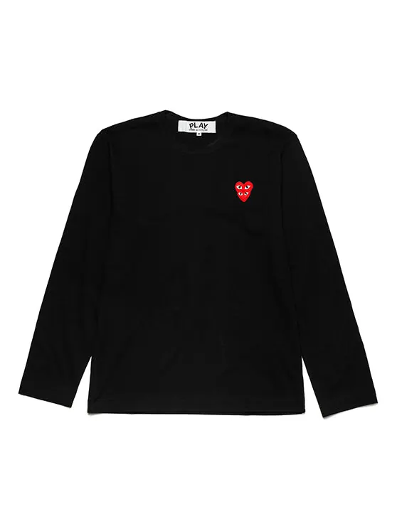 Футболка long sleeve t-shirt red family heart 'black' Comme Des Garcons Play — изображение 1 из 1, черный
