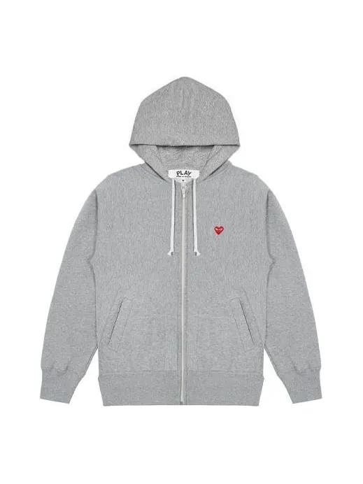 Куртка (WMNS) COMME des GARCONS PLAY Small Emblem Zip Hooded Sweatshirt 'Grey' — изображение 1 из 1, серый