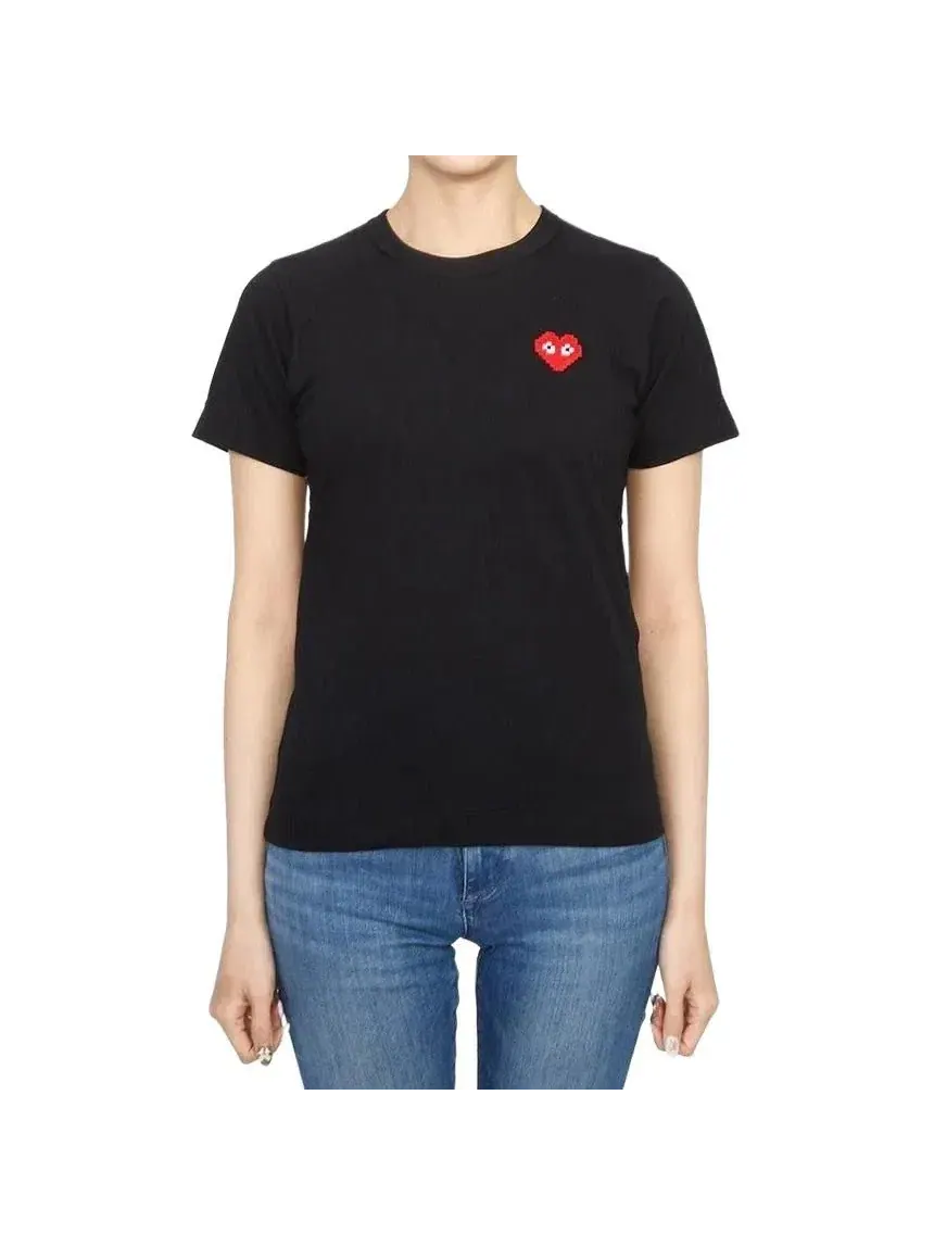 Футболка COMME des GARCONS PLAY FW25 x Invader Heart, черная, AZ-T321-051-1 — изображение 2 из 6, черный
