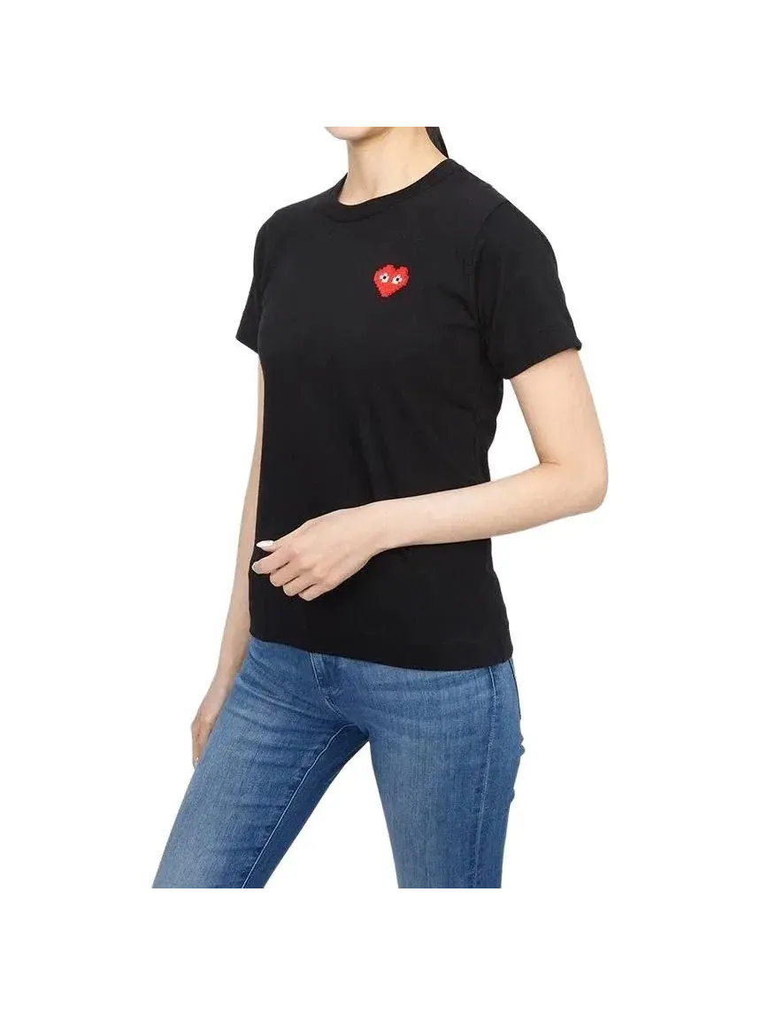 Футболка COMME des GARCONS PLAY FW25 x Invader Heart, черная, AZ-T321-051-1 — изображение 3 из 6, черный