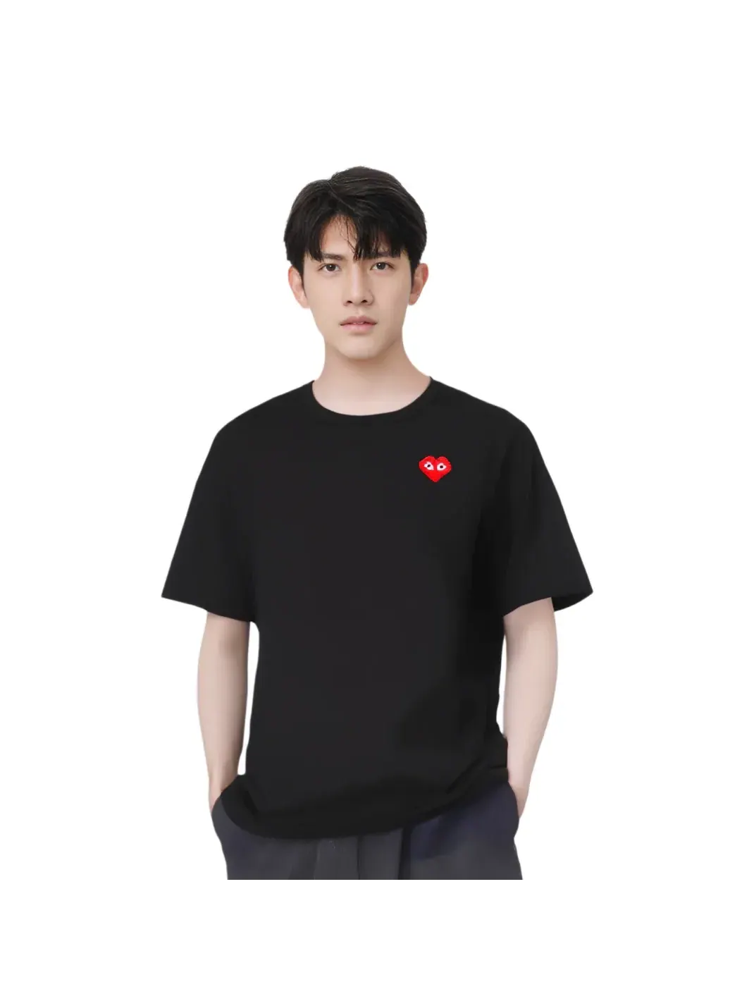 Футболка COMME des GARCONS PLAY FW25 x Invader Heart, черная, AZ-T321-051-1 — изображение 6 из 6, черный
