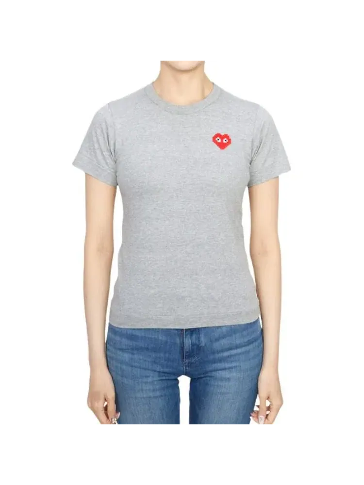 Футболка COMME des GARCONS PLAY FW25 x Invader — изображение 2 из 4, серый