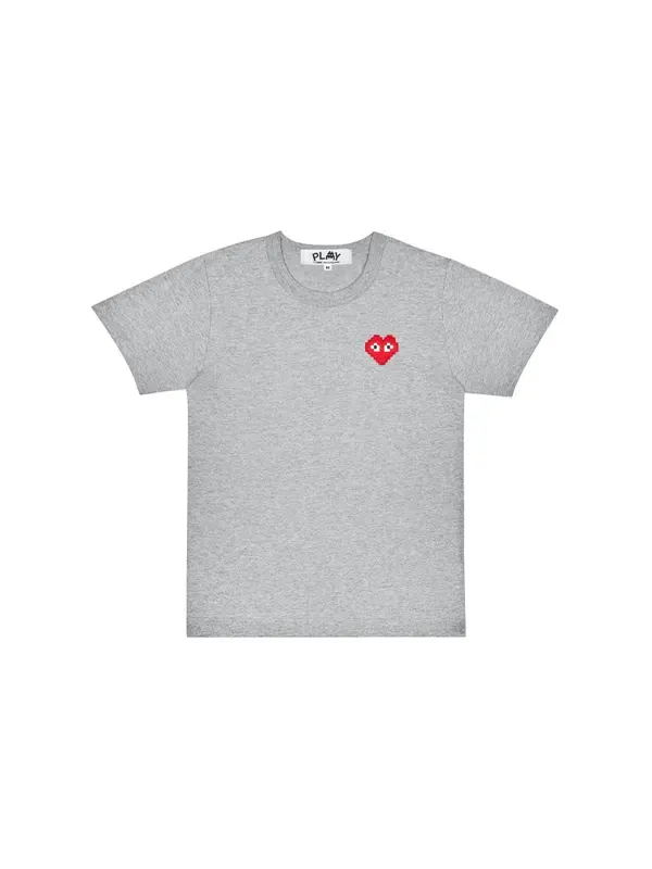 Футболка basic invaders t-shirt red emblem 'grey' Comme Des Garcons Play — изображение 2 из 2, серый