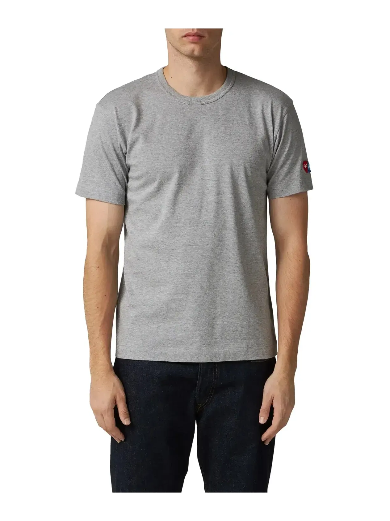 Футболка COMME des GARCONS PLAY FW25 с двойным сердцем, серая, AZ-T328-051-2 — изображение 2 из 4, серый