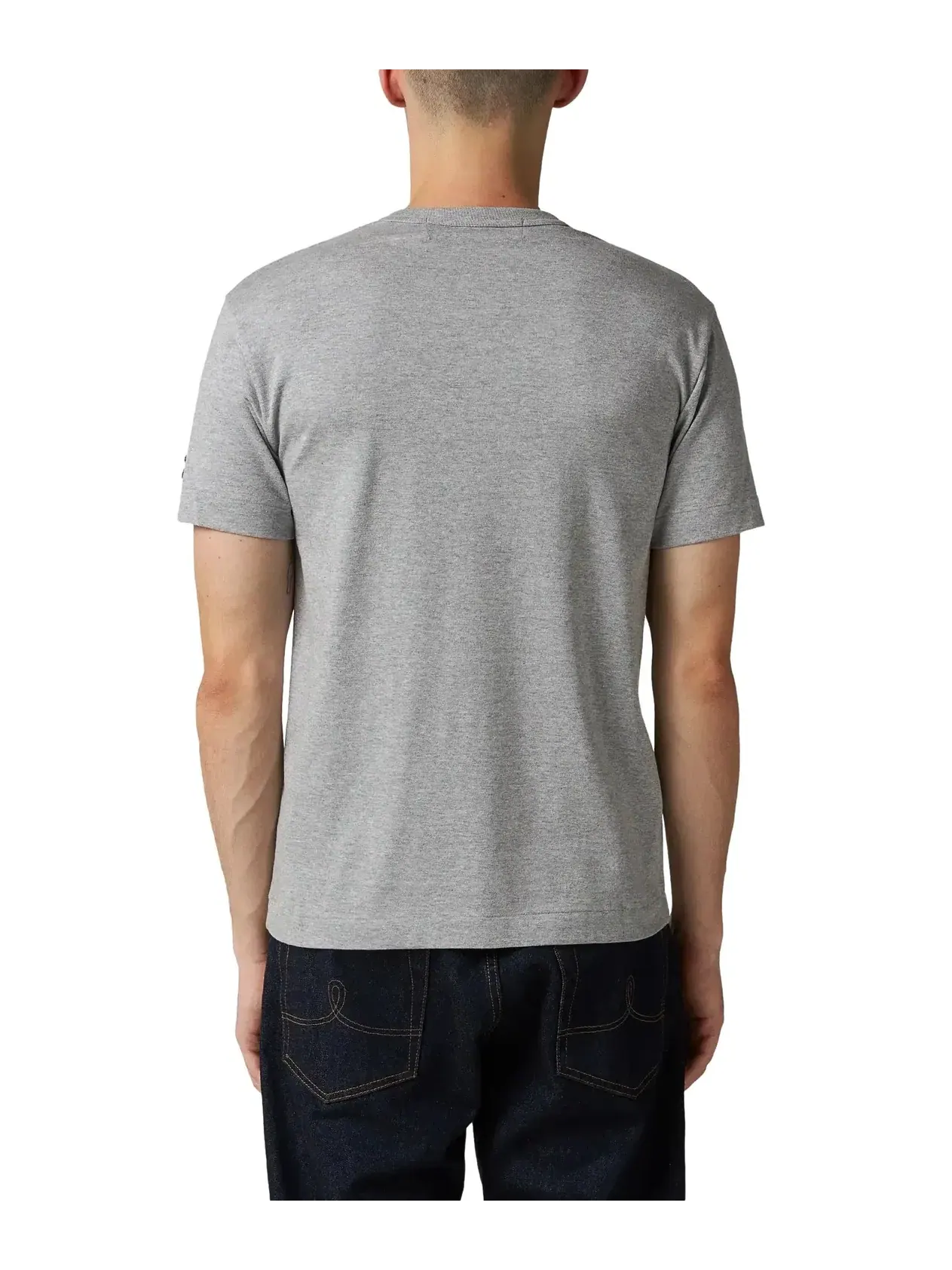 Футболка COMME des GARCONS PLAY FW25 с двойным сердцем, серая, AZ-T328-051-2 — изображение 3 из 4, серый