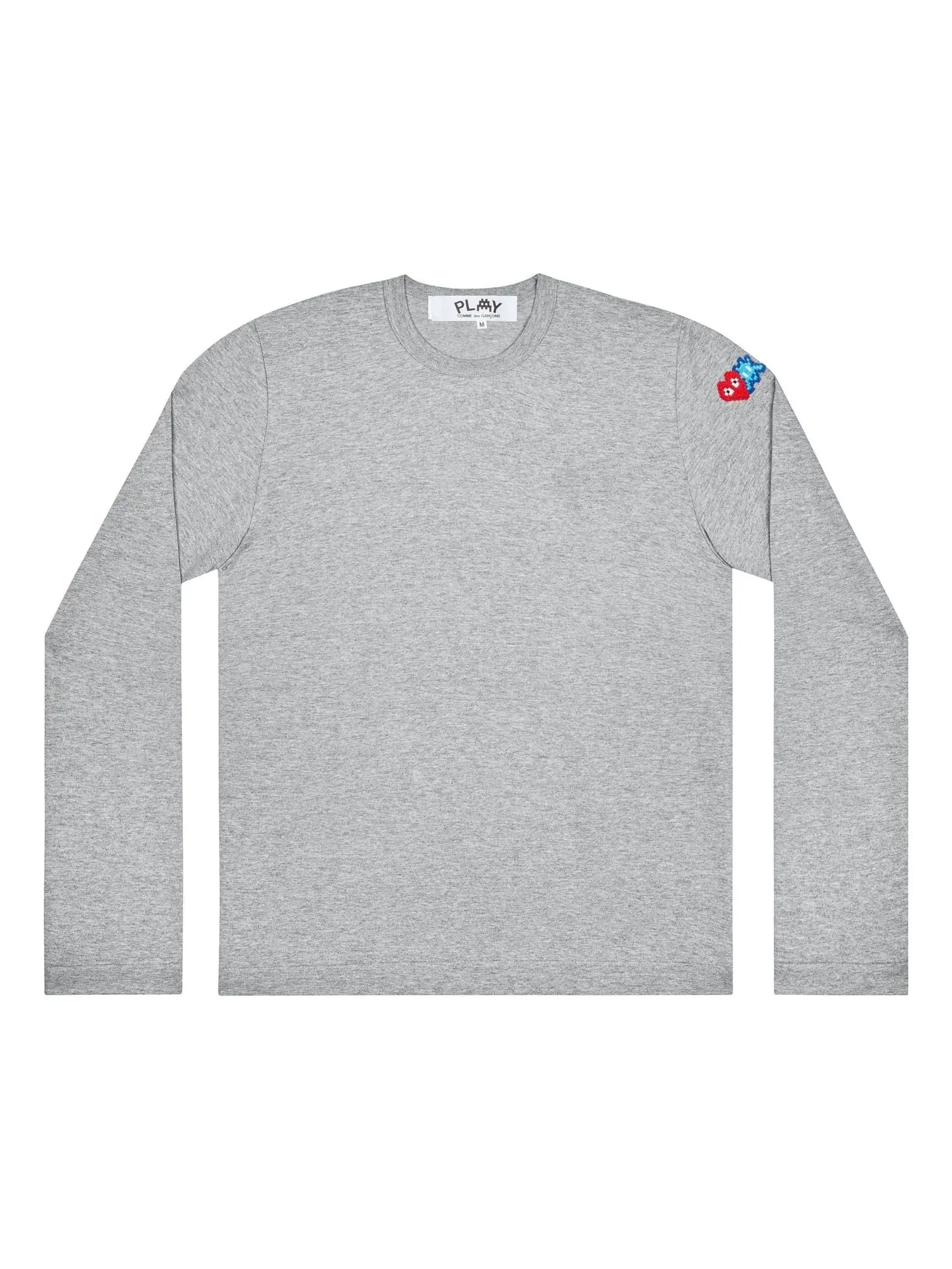 Футболка с длинным рукавом COMME des GARCONS PLAY FW25 x Invader Double Pixel Heart — изображение 1 из 3, серый
