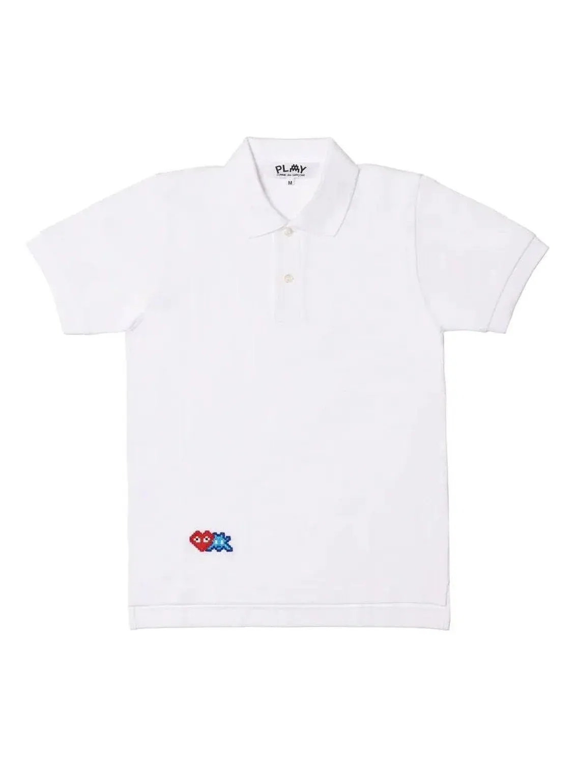 Поло COMME des GARCONS PLAY SS25 x Invader Pixel Heart — изображение 1 из 4, белый