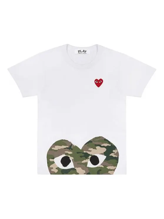 Футболка camouflage edge heart kawakubo rei short sleeve white Comme Des Garcons Play — изображение 1 из 1, белый