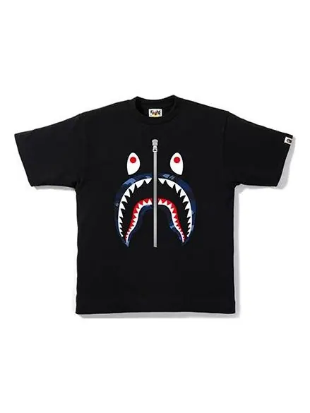 Футболка A Bathing Ape Half Zip Shark Face Tee 'Black' — изображение 1 из 1