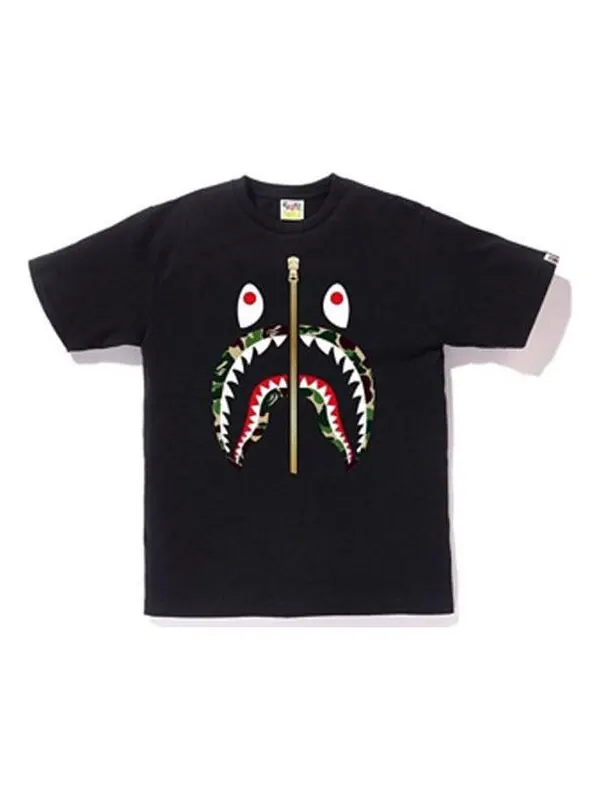 Футболка Men's BAPE Green Camouflage Shark Black — изображение 1 из 1, черный