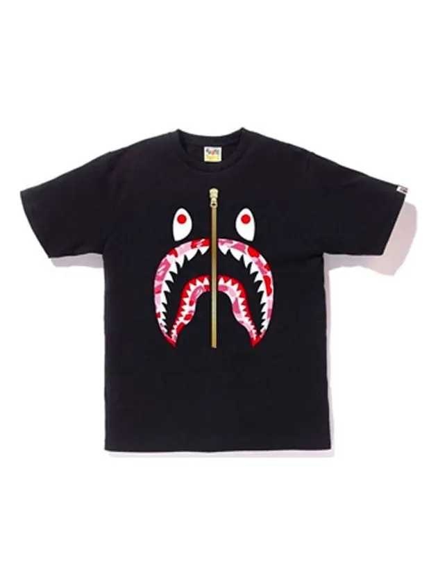 Футболка A Bathing Ape Half Zip Shark Face 'Black Red' — изображение 1 из 1