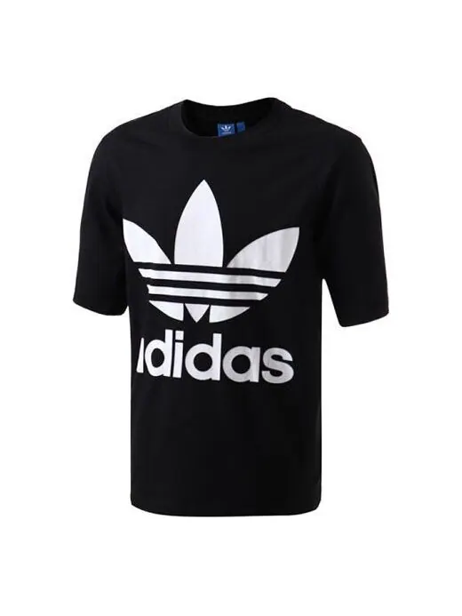 Футболка оригинальные с логотипом повседневные спортивные мужские Adidas — изображение 1 из 4, черный