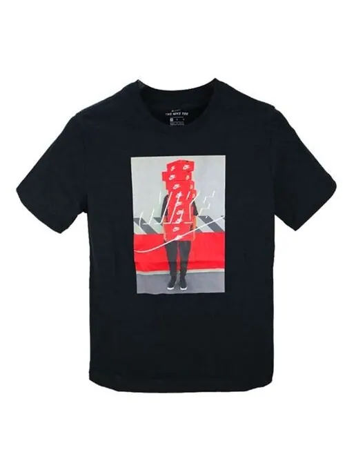 Футболка sportswear shoe printing round neck casual sports short sleeve black Nike — изображение 1 из 4, черный