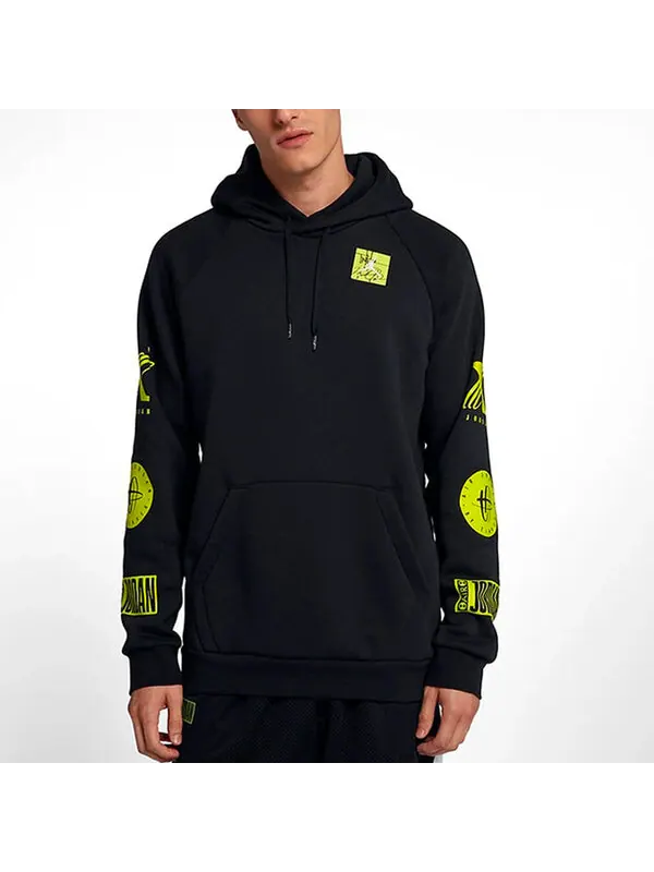 Толстовка Air Jordan Air logo Printing Fleece Lined Pullover Black Green — изображение 3 из 4, черный/зеленый