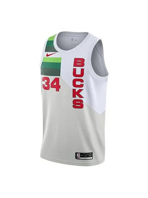 Майка Nike Nba L Giannis Antetokounmpo Authentic Milwaukee Bucks Jersey 'White Red' — изображение 1 из 2, белый/красный
