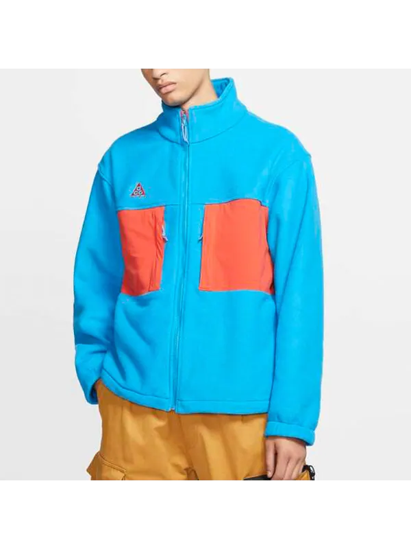 Куртка Nike Casual Cozy Contrasting Colors Fleece Jacket Blue — изображение 3 из 4, синий