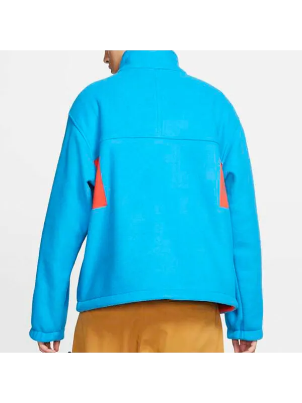 Куртка Nike Casual Cozy Contrasting Colors Fleece Jacket Blue — изображение 4 из 4, синий