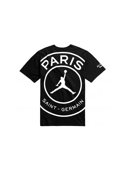 Футболка Air Jordan X PSG Crossover Paris Saint-Germain jump man Large LOGO Short Sleeve Black — изображение 2 из 4, черный