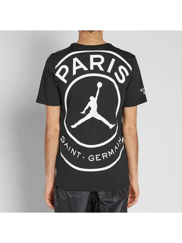 Футболка Air Jordan X PSG Crossover Paris Saint-Germain jump man Large LOGO Short Sleeve Black — изображение 4 из 4, черный