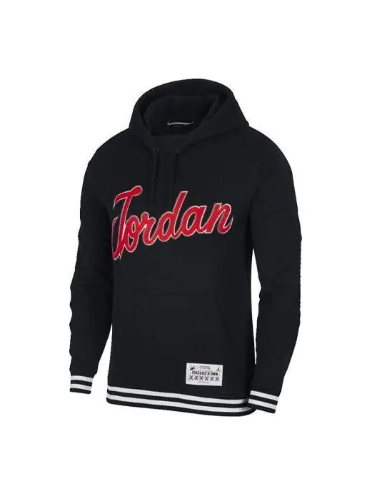 Толстовка Men's Air Jordan Sportswear Large Alphabet Hooded Sports Black — изображение 1 из 4, мульти