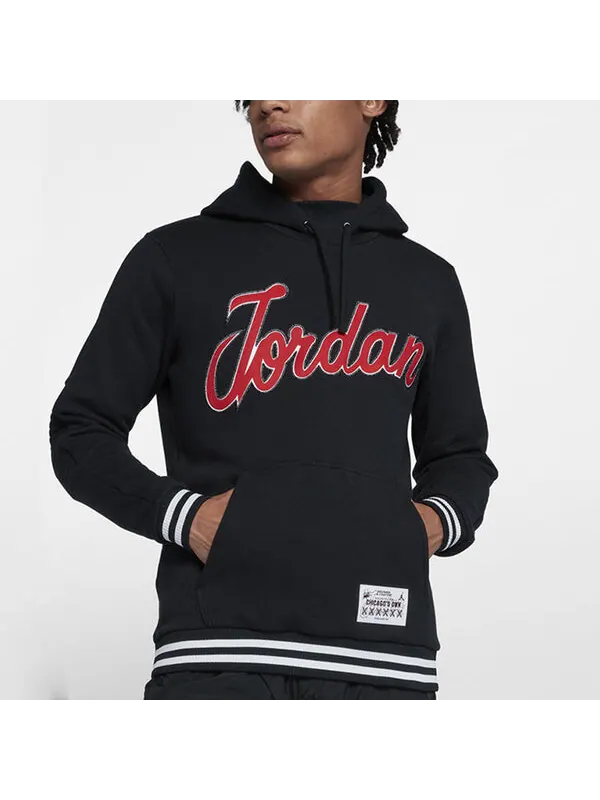Толстовка Men's Air Jordan Sportswear Large Alphabet Hooded Sports Black — изображение 3 из 4, мульти