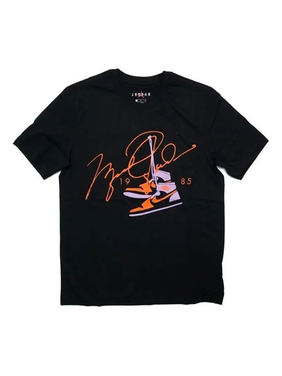 Футболка men's jordan aj85 signature printing short sleeve black t-shirt Air Jordan — изображение 1 из 4, черный