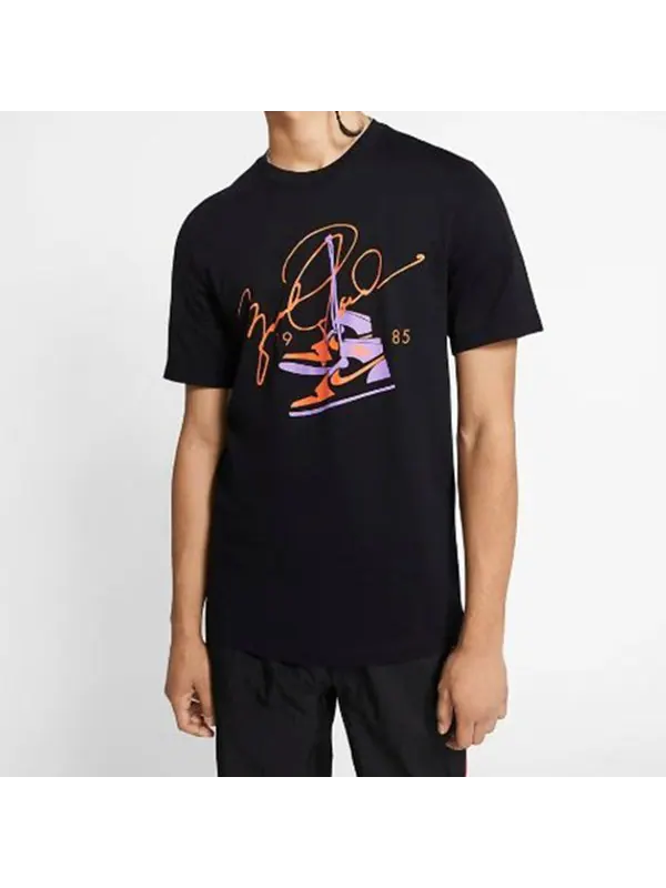 Футболка men's jordan aj85 signature printing short sleeve black t-shirt Air Jordan — изображение 4 из 4, черный