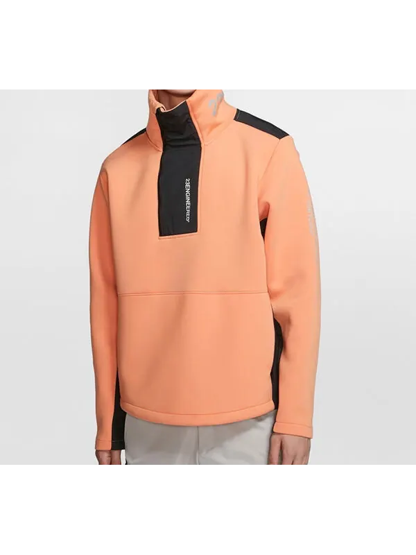 Толстовка Air Jordan 23 Engineered Stand Collar Knit Contrasting Colors Half Zipper Orange — изображение 3 из 4, оранжевый