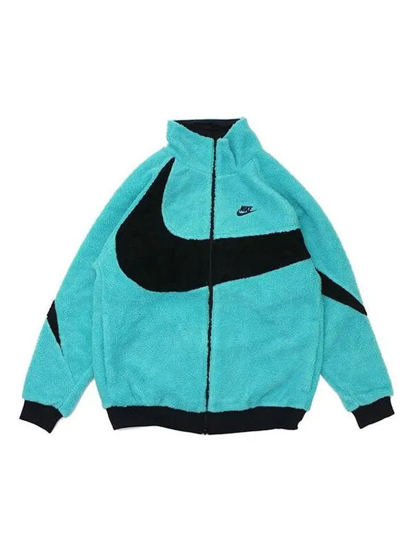 Куртка big swoosh reversible boa jacket (asia sizing) 'jade black' Nike — изображение 1 из 4, синий/черный