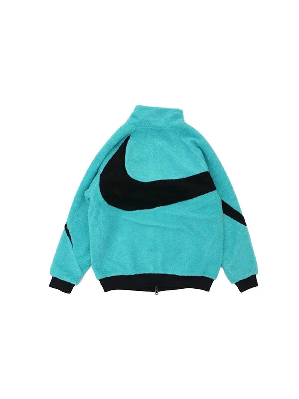 Куртка big swoosh reversible boa jacket (asia sizing) 'jade black' Nike — изображение 2 из 4, синий/черный