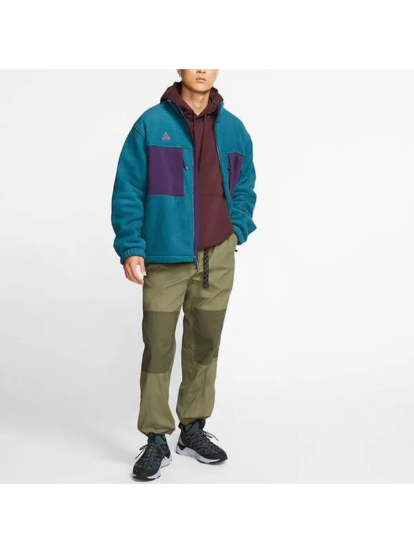 Куртка men's colorblock stand collar fleece zipper dark sapphire blue jacket 'midnight turq grdppl black' Nike, черный