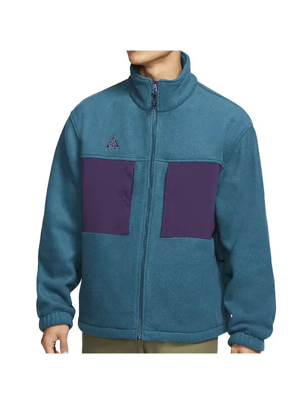 Куртка men's colorblock stand collar fleece zipper dark sapphire blue jacket 'midnight turq grdppl black' Nike, черный