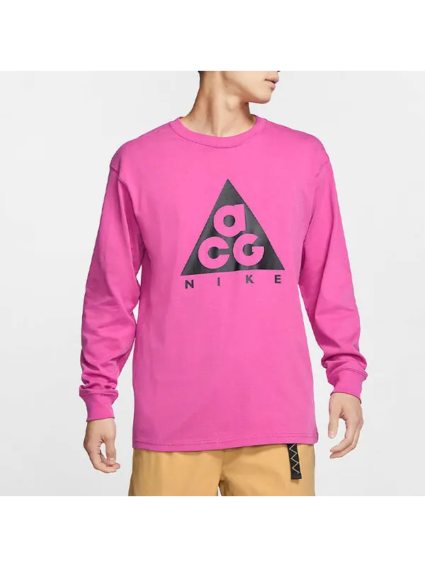 Футболка as m nrg acg ls tee black logo round neck long sleeves purple red purplered Nike — изображение 3 из 4, красный