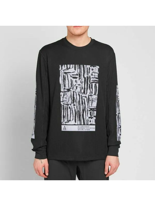 Толстовка Men's Nike ACG Waffle Casual Sports Printing Pullover Long Sleeves — изображение 3 из 4, черный
