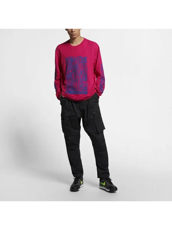 Толстовка Men's Nike ACG Waffle Casual Sports Printing Pullover Long Sleeves Rose Red — изображение 2 из 4, красный