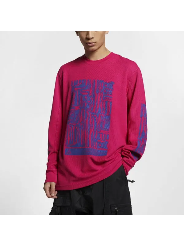 Толстовка Men's Nike ACG Waffle Casual Sports Printing Pullover Long Sleeves Rose Red — изображение 3 из 4, красный