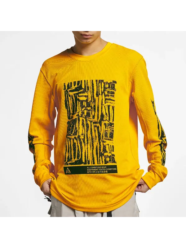 Толстовка Men's Nike ACG Outdoor Sports Printing Round Neck Pullover Yellow — изображение 2 из 4, желтый