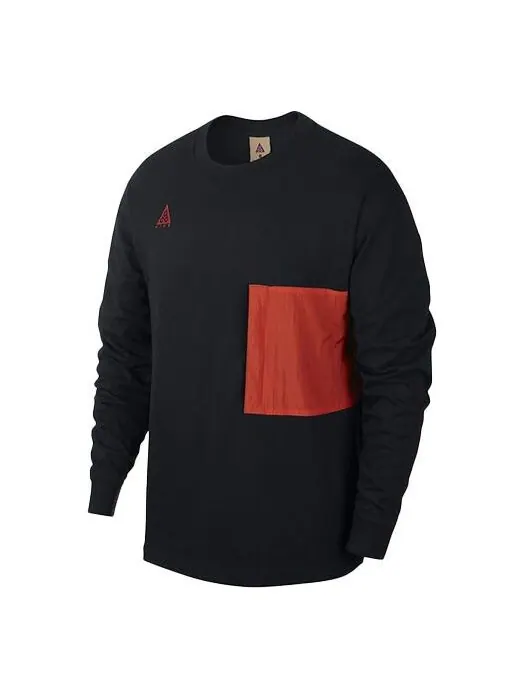 Футболка men's acg casual sports pullover long sleeves black t-shirt 'black habanero red' Nike — изображение 1 из 4
