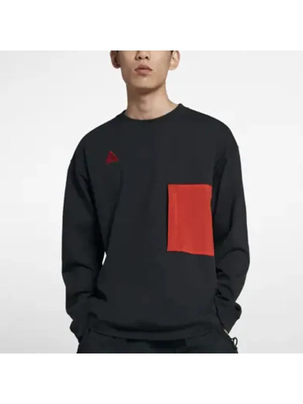 Футболка men's acg casual sports pullover long sleeves black t-shirt 'black habanero red' Nike — изображение 3 из 4